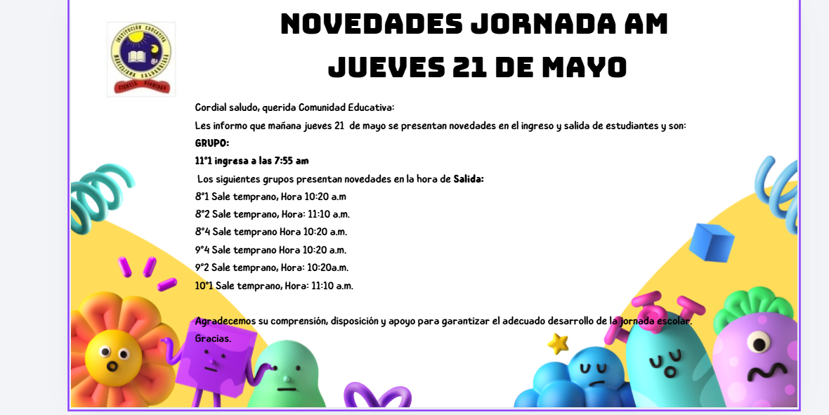 Novedades Jueves 21 de mayo